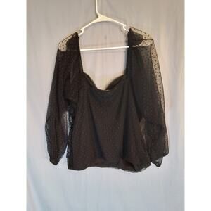 Paperoc Black Top with Sheer Black Puffy Sleeves